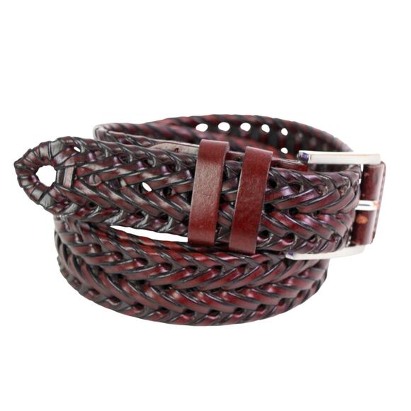 BRAIDED BLACK BROWN REAL LEATHER 1.25"Wd DRESS CASUAL MEN'S BELT Sz 38/115 (R52 - Picture 6 of 12